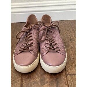 Frye Lena Woven Low Lace Woven Leather Sneaker sz 9 Mauve Casual Everyday